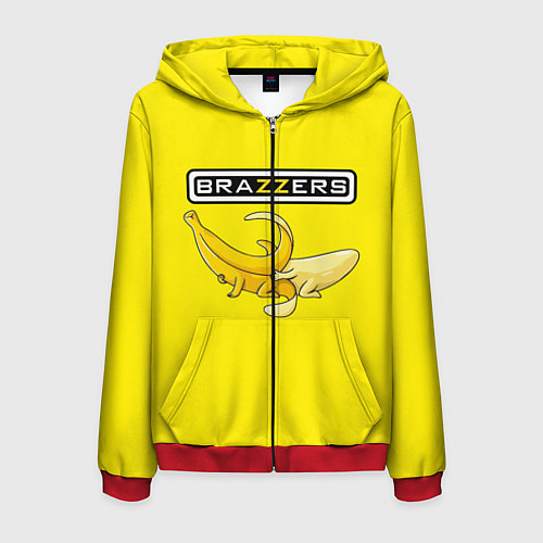 Мужская толстовка на молнии Brazzers: Yellow Banana / 3D-Красный – фото 1