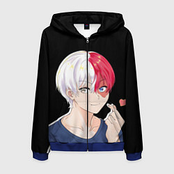 Толстовка 3D на молнии мужская Романтичный Шото Тодороки, цвет: 3D-синий