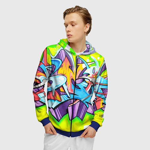 Мужская толстовка на молнии Неоновая кислота / 3D-Синий – фото 3