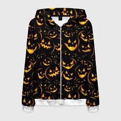 Толстовка 3D на молнии мужская Тыквы на хэллоуин - паттерн, цвет: 3D-белый