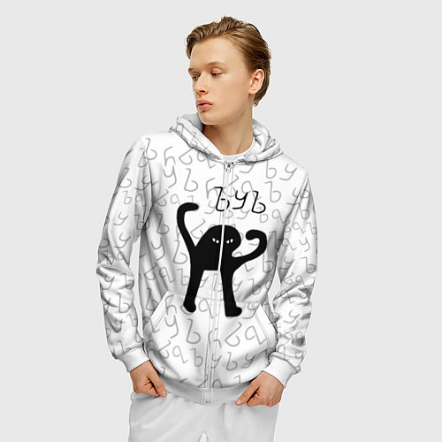 Мужская толстовка на молнии ЪУЪ СЪУКА / 3D-Белый – фото 3