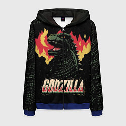 Толстовка 3D на молнии мужская Flame Godzilla, цвет: 3D-синий