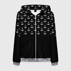 Толстовка 3D на молнии мужская Минималистичные Якоря, цвет: 3D-меланж