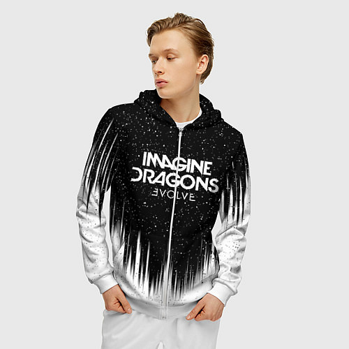Мужская толстовка на молнии IMAGINE DRAGONS / 3D-Белый – фото 3