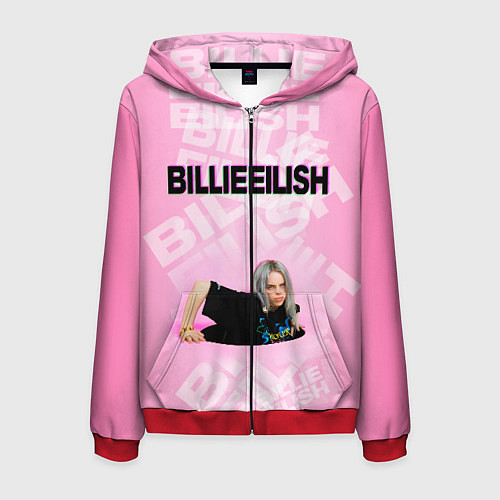 Мужская толстовка на молнии Billie Eilish: Pink Mood / 3D-Красный – фото 1