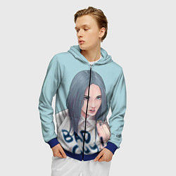 Толстовка 3D на молнии мужская Billie Eilish: Bad Guy, цвет: 3D-синий — фото 2