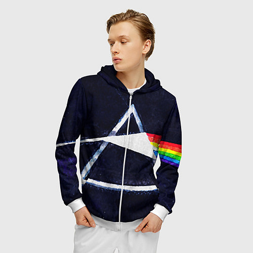 Мужская толстовка на молнии PINK FLOYD / 3D-Белый – фото 3