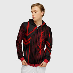 Толстовка 3D на молнии мужская Cyberpunk 2077, цвет: 3D-красный — фото 2