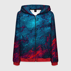 Толстовка 3D на молнии мужская Blue and Red abstract, цвет: 3D-красный