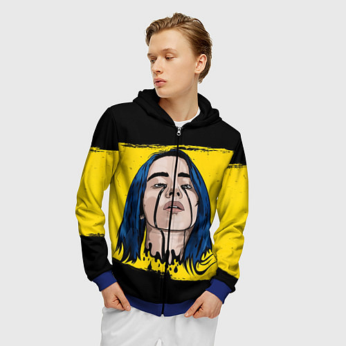 Мужская толстовка на молнии Billie Eilish / 3D-Синий – фото 3