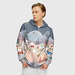 Толстовка 3D на молнии мужская Новогодние каникулы, цвет: 3D-меланж — фото 2