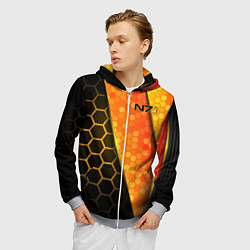 Толстовка 3D на молнии мужская Mass Effect N7, цвет: 3D-меланж — фото 2