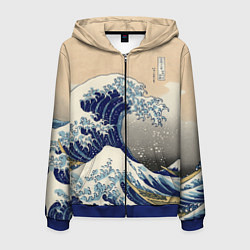 Толстовка 3D на молнии мужская Kanagawa Wave Art, цвет: 3D-синий