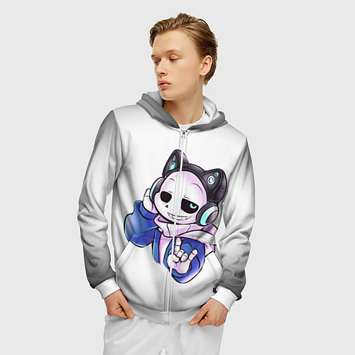 Мужская толстовка на молнии UNDERTALE / 3D-Белый – фото 3