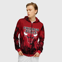 Толстовка 3D на молнии мужская CHICAGO BULLS, цвет: 3D-красный — фото 2