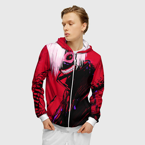 Мужская толстовка на молнии Токийский Гуль / 3D-Белый – фото 3