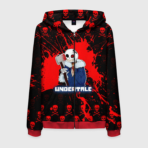 Мужская толстовка на молнии UNDERTALE / 3D-Красный – фото 1