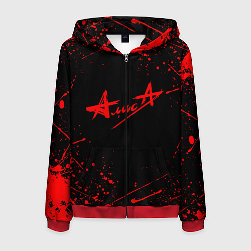 Мужская толстовка на молнии АлисА / 3D-Красный – фото 1