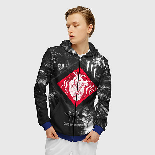 Мужская толстовка на молнии DBD - beating heart / 3D-Синий – фото 3