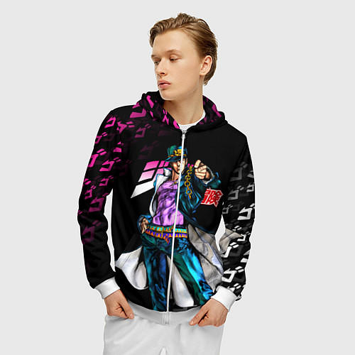 Мужская толстовка на молнии JOJOS BIZARRE ADVENTURE / 3D-Белый – фото 3