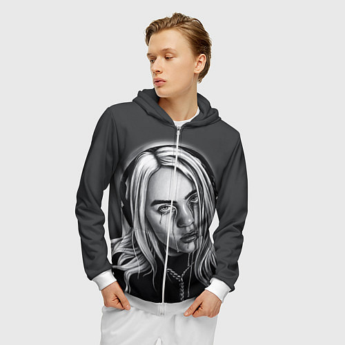 Мужская толстовка на молнии BILLIE EILISH / 3D-Белый – фото 3