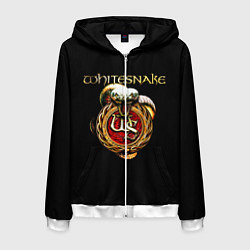 Толстовка 3D на молнии мужская Whitesnake, цвет: 3D-белый