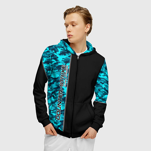 Мужская толстовка на молнии Counter Strike / 3D-Черный – фото 3
