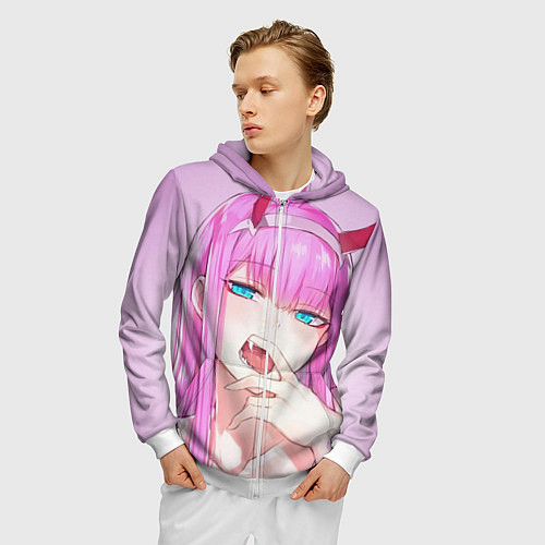 Мужская толстовка на молнии Ahegao / 3D-Белый – фото 3