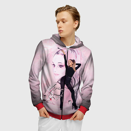 Мужская толстовка на молнии Ariana Grande / 3D-Красный – фото 3