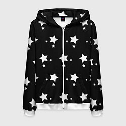 Толстовка 3D на молнии мужская Звезды, Звездное небо, цвет: 3D-белый