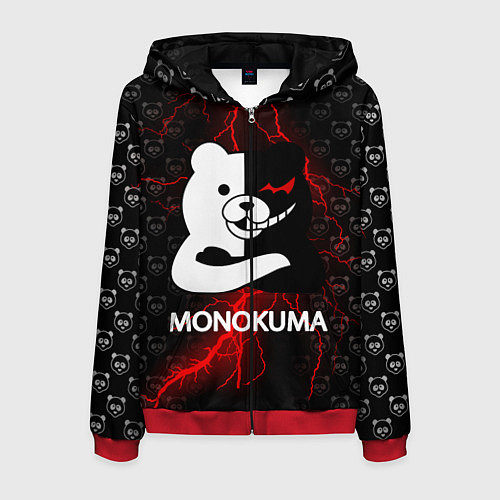 Мужская толстовка на молнии MONOKUMA / 3D-Красный – фото 1