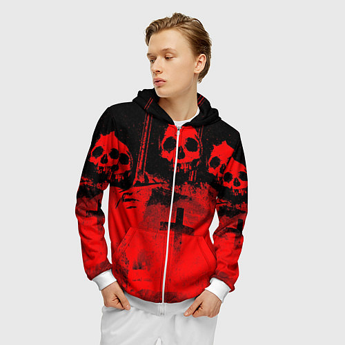 Мужская толстовка на молнии Анархия / 3D-Белый – фото 3