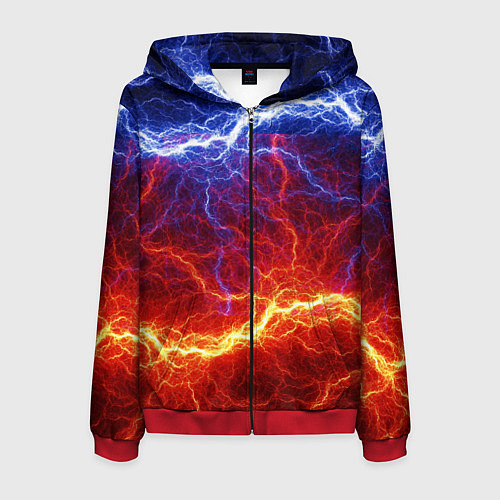 Мужская толстовка на молнии Лёд и огонь / 3D-Красный – фото 1