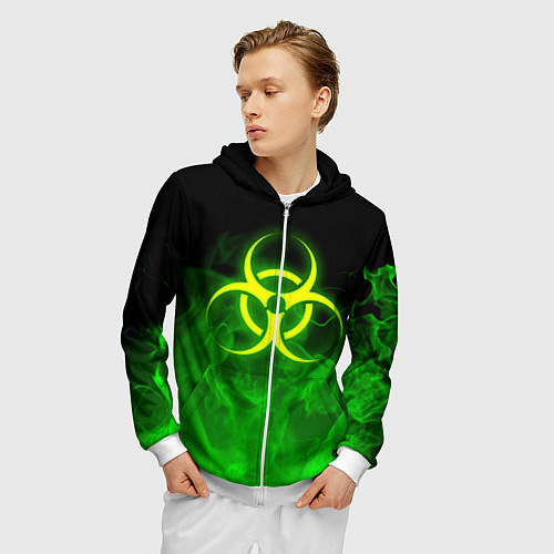 Мужская толстовка на молнии BIOHAZARD / 3D-Белый – фото 3