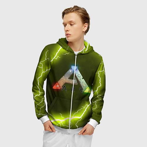 Мужская толстовка на молнии Ark Survival Evolved / 3D-Белый – фото 3