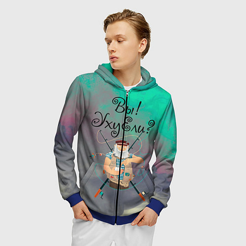 Мужская толстовка на молнии Рыбак / 3D-Синий – фото 3