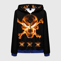 Толстовка 3D на молнии мужская Черепа, цвет: 3D-синий