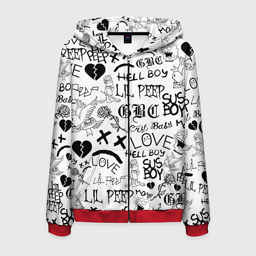 Мужская толстовка на молнии LIL PEEP LOGOBOMBING / 3D-Красный – фото 1