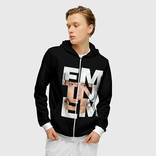 Мужская толстовка на молнии Eminem / 3D-Белый – фото 3