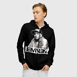 Толстовка 3D на молнии мужская Eminem, цвет: 3D-черный — фото 2