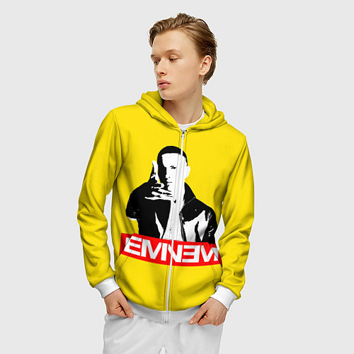 Мужская толстовка на молнии Eminem / 3D-Белый – фото 3