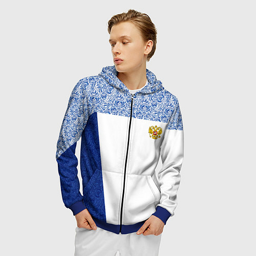 Мужская толстовка на молнии Форма России / 3D-Синий – фото 3