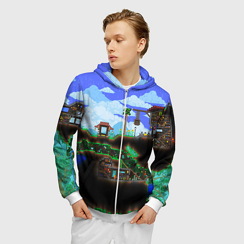 Мужская толстовка на молнии TERRARIA / 3D-Белый – фото 3