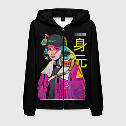 Толстовка 3D на молнии мужская 2К Girl, цвет: 3D-черный