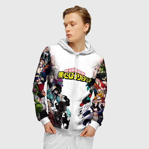 Мужская толстовка на молнии My Hero Academia противостояние / 3D-Белый – фото 3