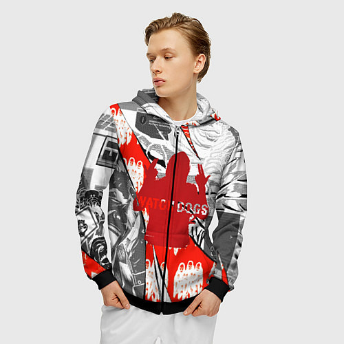 Мужская толстовка на молнии WATCH DOGS 2 / 3D-Черный – фото 3