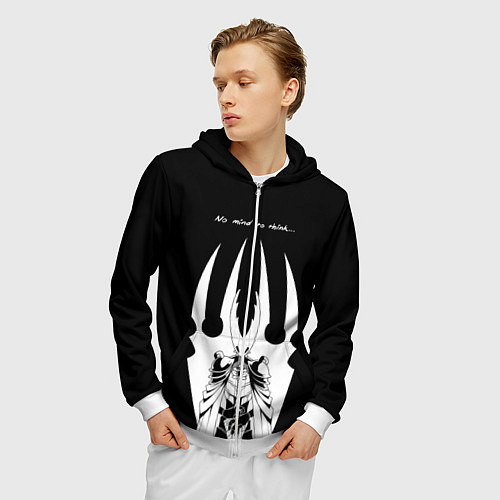 Мужская толстовка на молнии Hollow Knight / 3D-Белый – фото 3