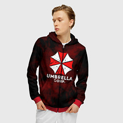 Толстовка 3D на молнии мужская UMBRELLA CORP, цвет: 3D-красный — фото 2