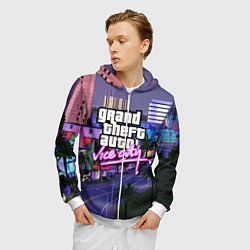 Толстовка 3D на молнии мужская Grand Theft Auto Vice City, цвет: 3D-белый — фото 2