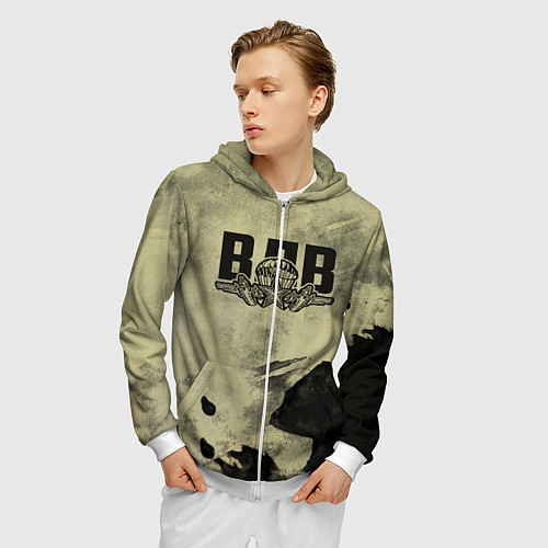 Мужская толстовка на молнии ВДВ / 3D-Белый – фото 3